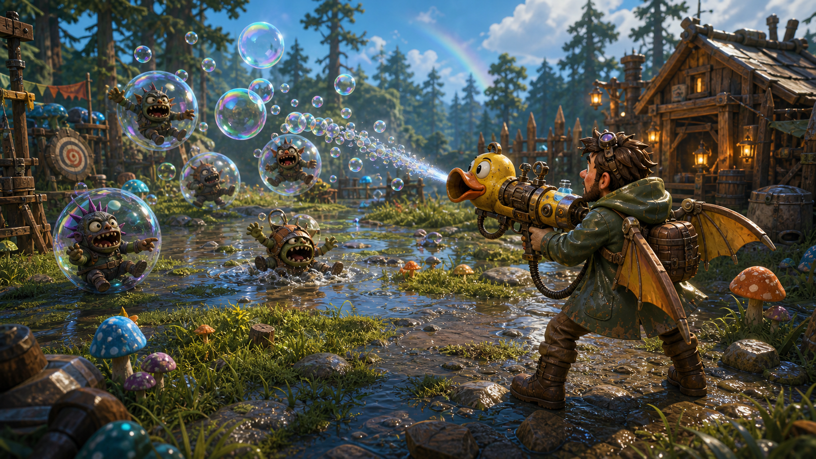 Duck bubble launcher in Craftosis